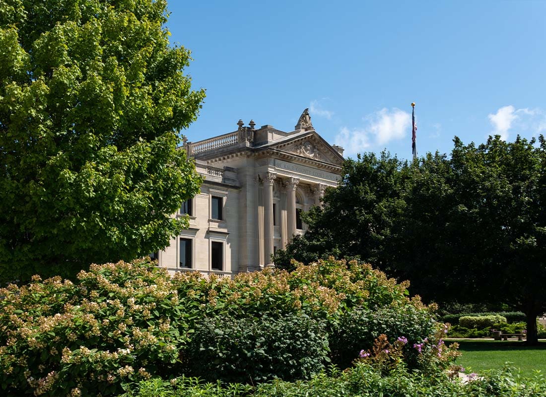 Dekalb, IL - Historical Government Building With Lush Trees on the Side